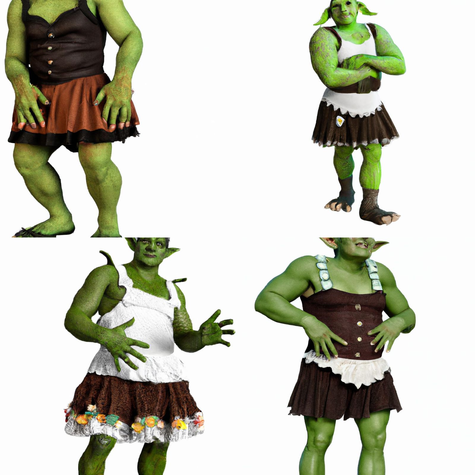 Male Green Orc in Maid Costume 3D Model