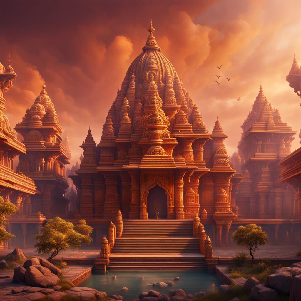 Ram Mandir of Ayodhya: Detailed Fantasy Concept Art
