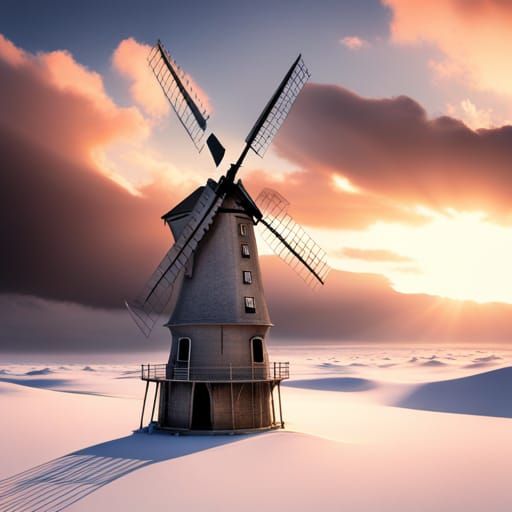 3D Rendered Windmill Model in 3ds Max
