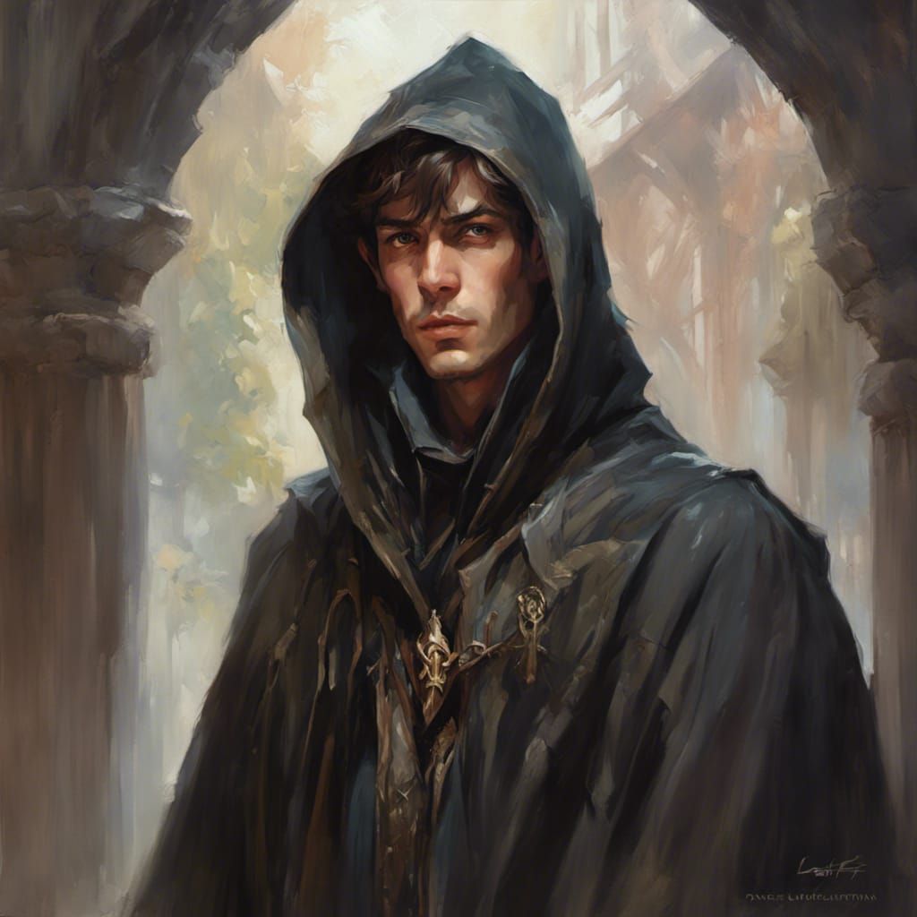 Mystical Cloaked Man Portrait in Dark Fantasy Style