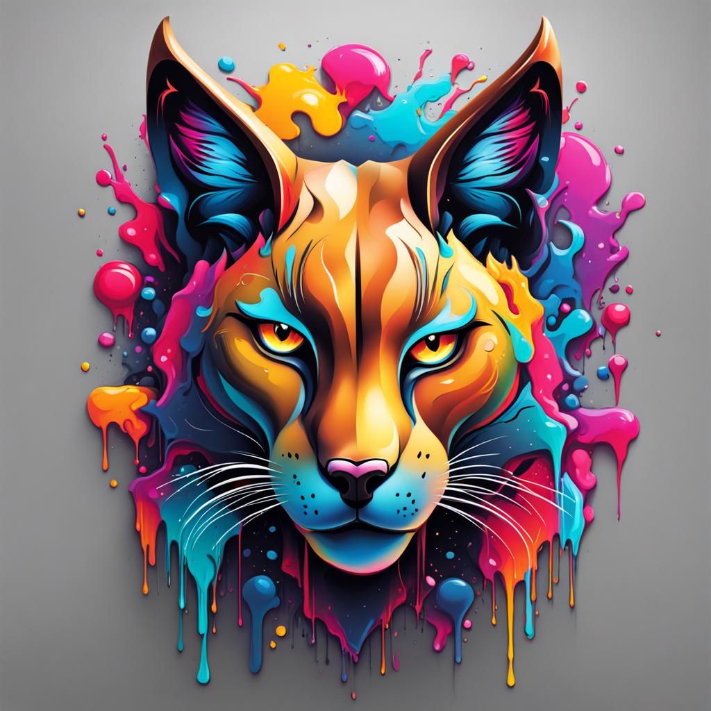 Electronic Caracal Logo in Graffiti Art Style