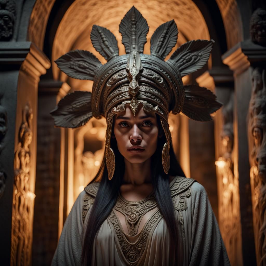 Pasiphae in Ornate Headdress: Dark Fantasy Art