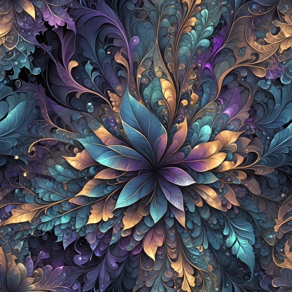 Abstract Fractal with Iridescent Aura in Digital Art Style