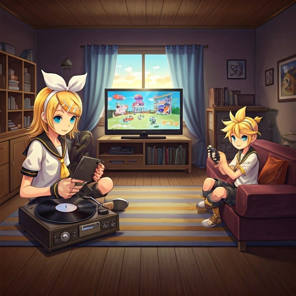 Kagamine Rin Plays Record Player