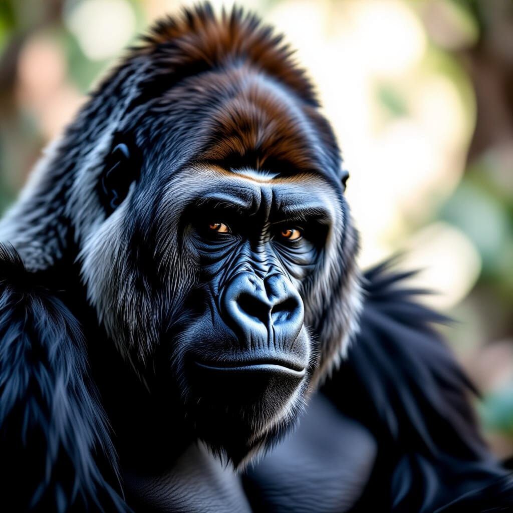 Majestic Gorilla Portrait in Dramatic Black and White