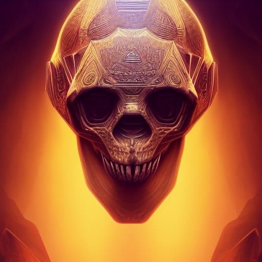 Pyramid Scarab Skeleton Portrait in Hyperdetailed Digital Ar...