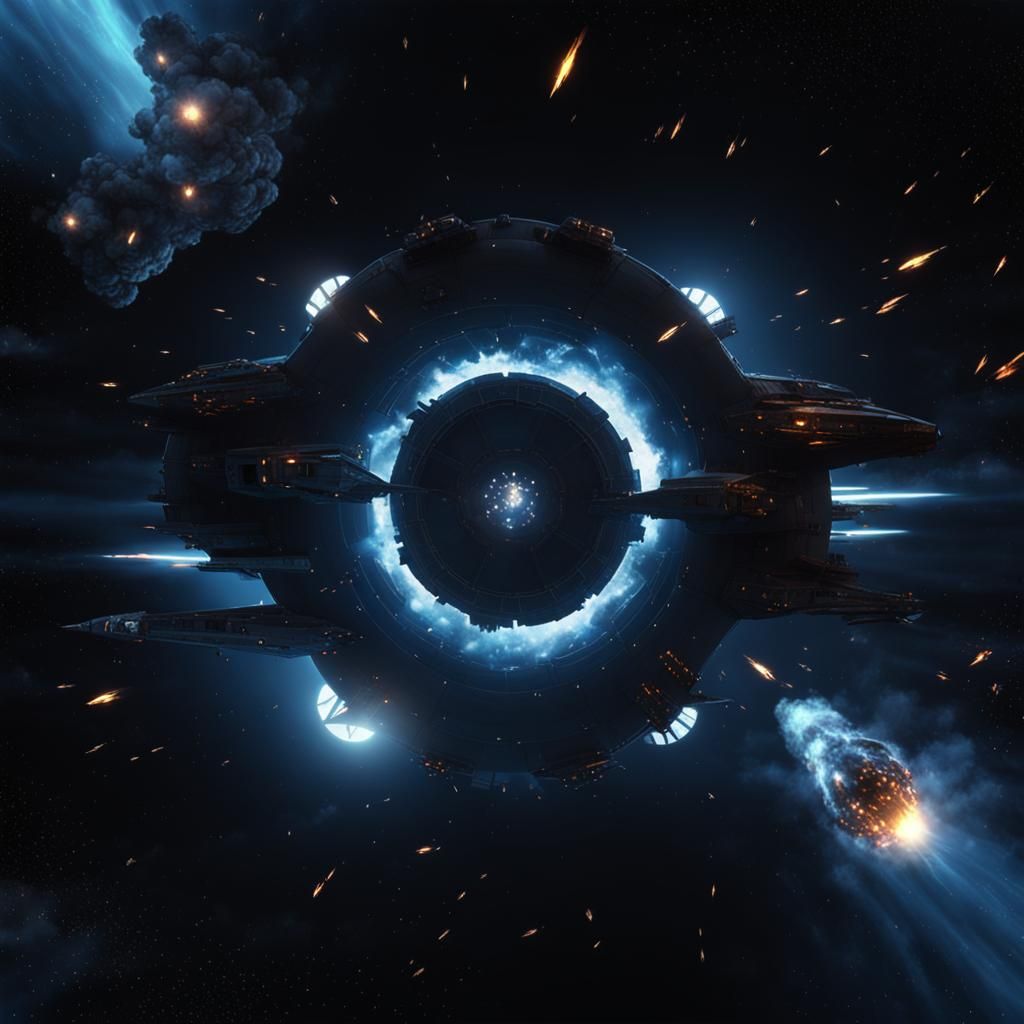 Starship Under Attack: Explosive Cinema Art