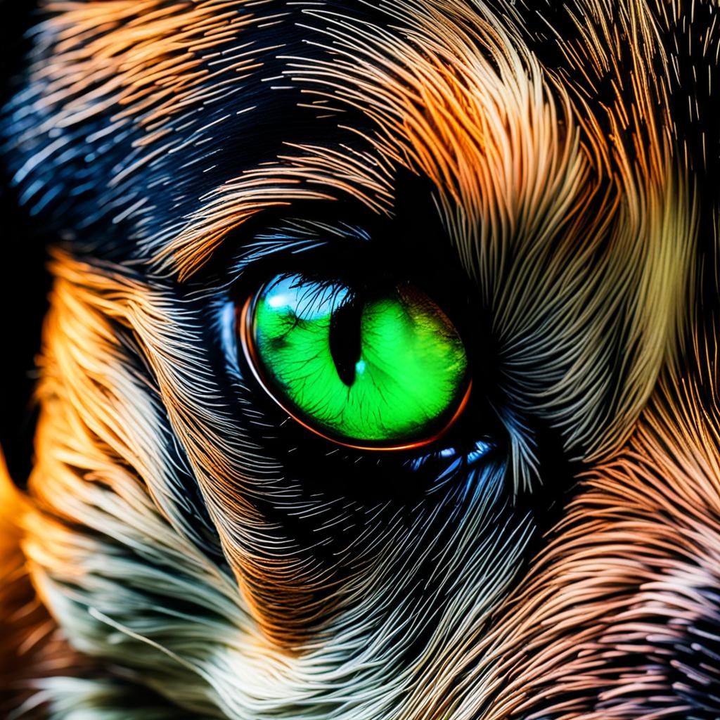 Hyperrealistic Neon Puppy Eyes in HDR