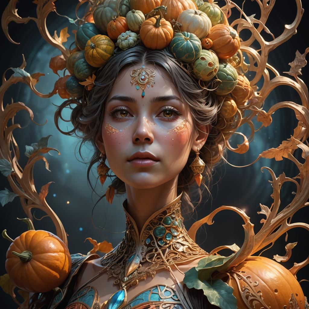 Intricate Gourd Portrait in Ethereal Lighting