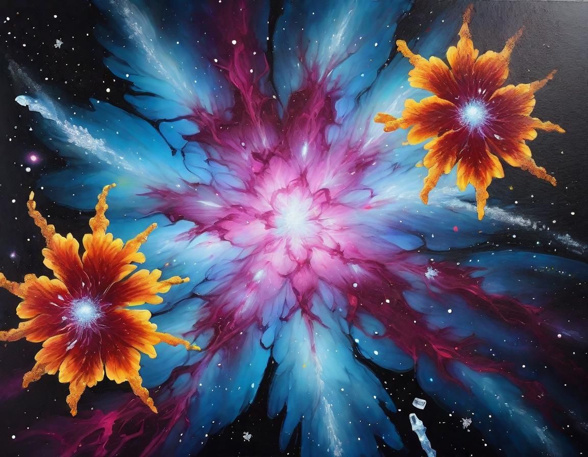 Glowing Galactic Nebula Flower Blossoms in Space