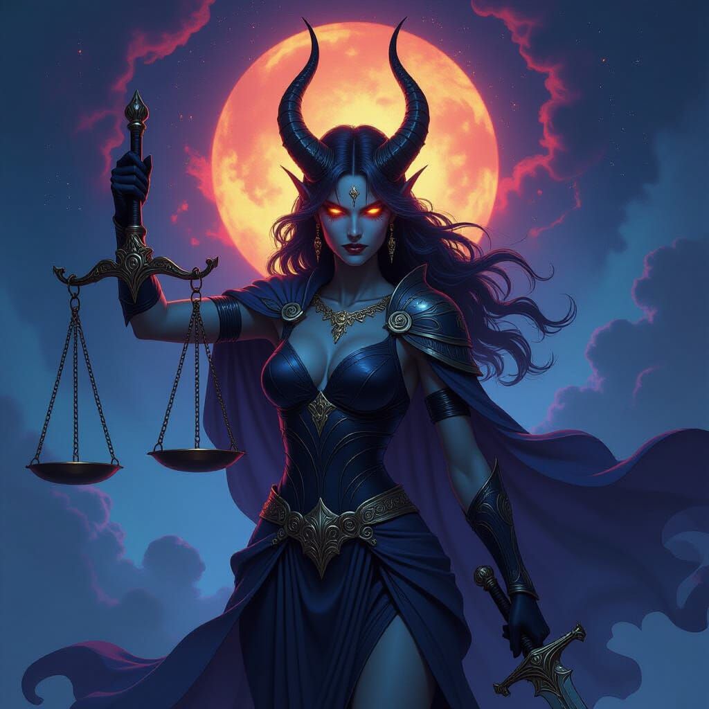 Justice Demon with Scales and Sword