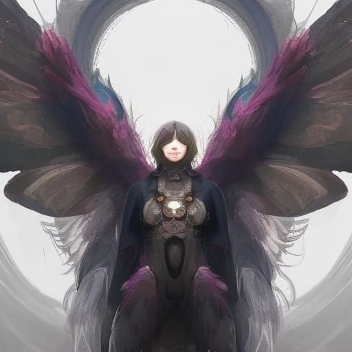 Detailed Portrait of Mothman in Art Nouveau Style