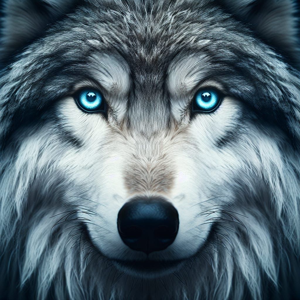 Magnificent Wolf with Piercing Blue Eyes