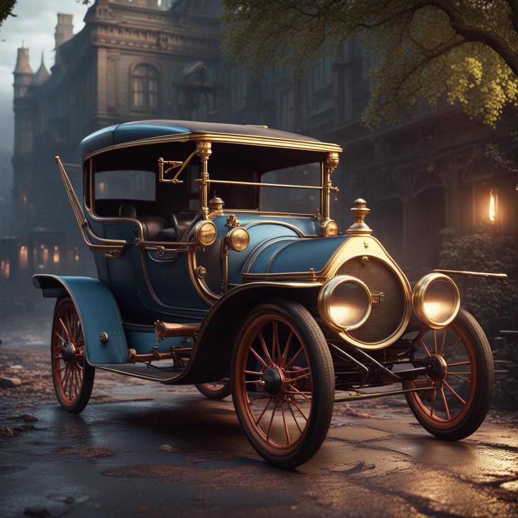 Detailed 1880 Retro Car Matte Painting