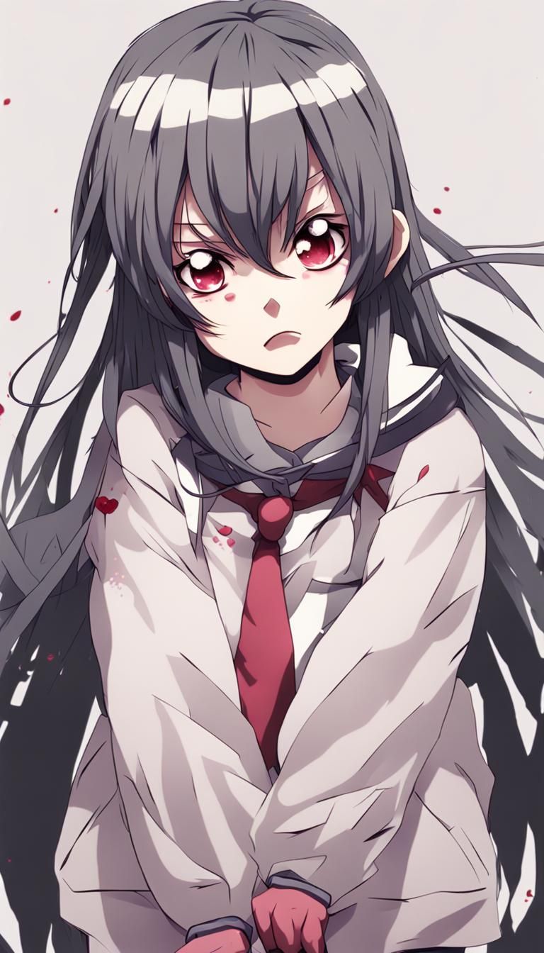 Yandere Teenage Girl in Anime Key Visual Style