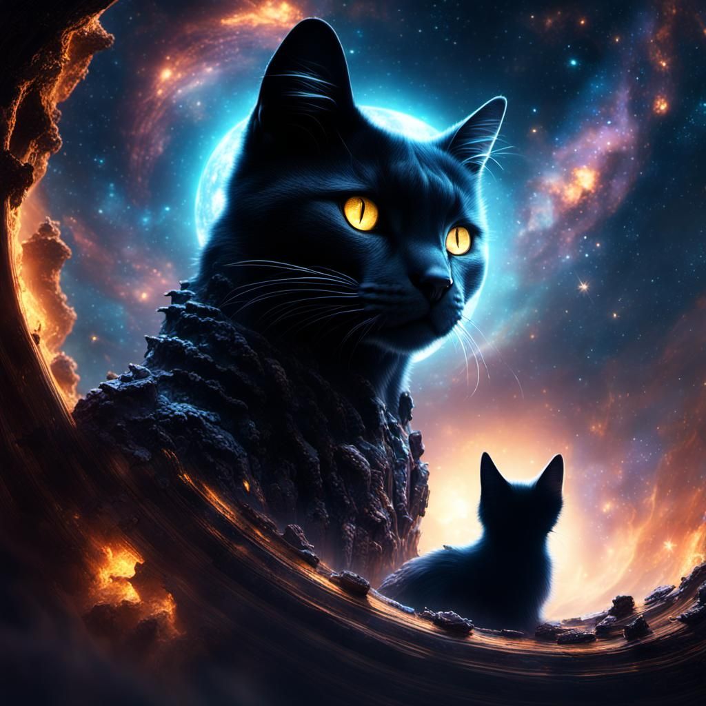Black Cat in Black Hole Near Pillars of Creation