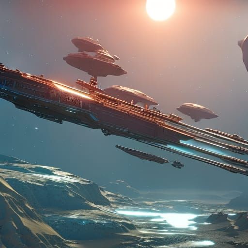 Pirate Ship Navigates Colorful Galaxy in Sci-Fi Art