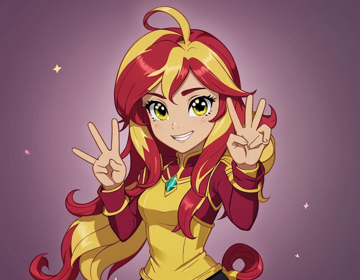 Stylized Character Making Peace Signs