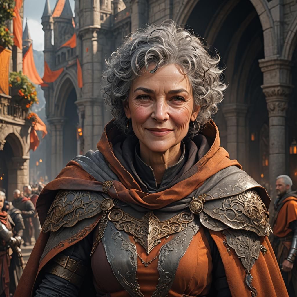 Kind Older Woman in Armor, Fantasy Concept Art