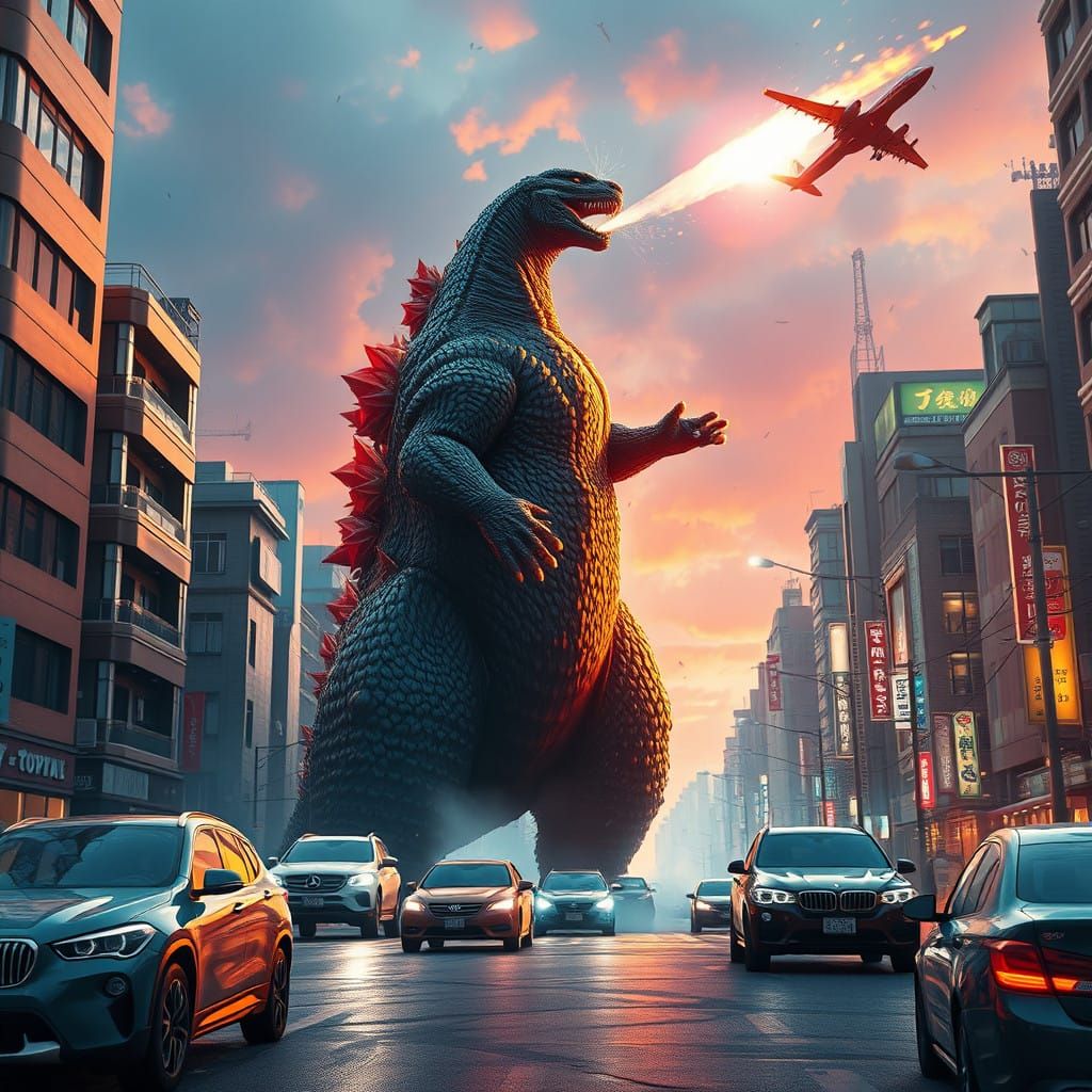 Godzilla, the Feline Monster, Devastates Tokyo in Vast, Vibr...