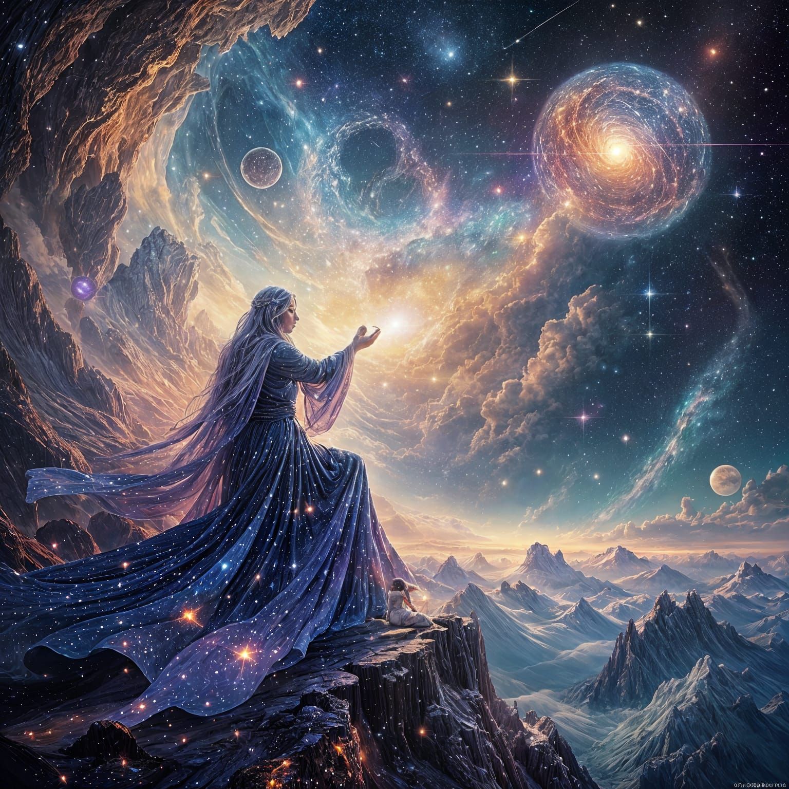 Starlight Cartographer Mapping Cosmic Wonders in Ethereal Vi...