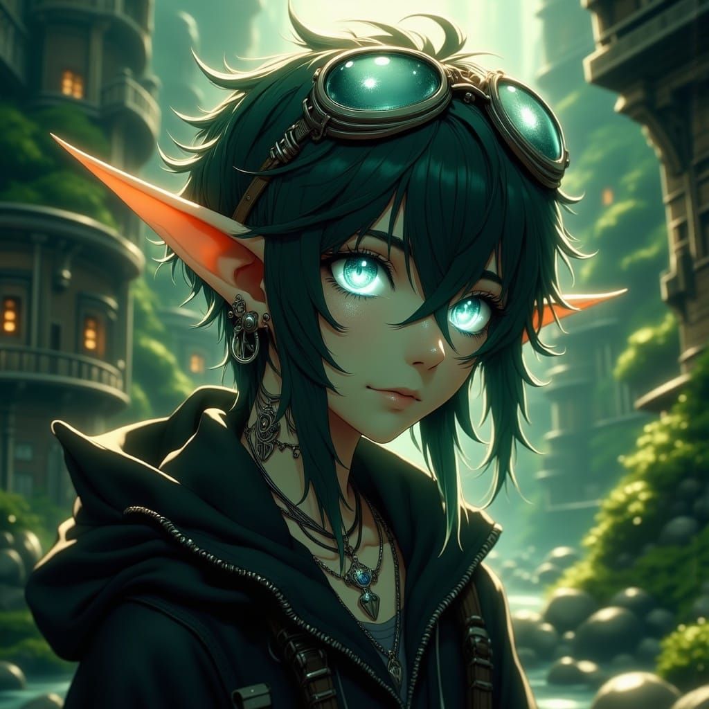 Ethereal Elf in Steampunk-Inspired Fantasy Art