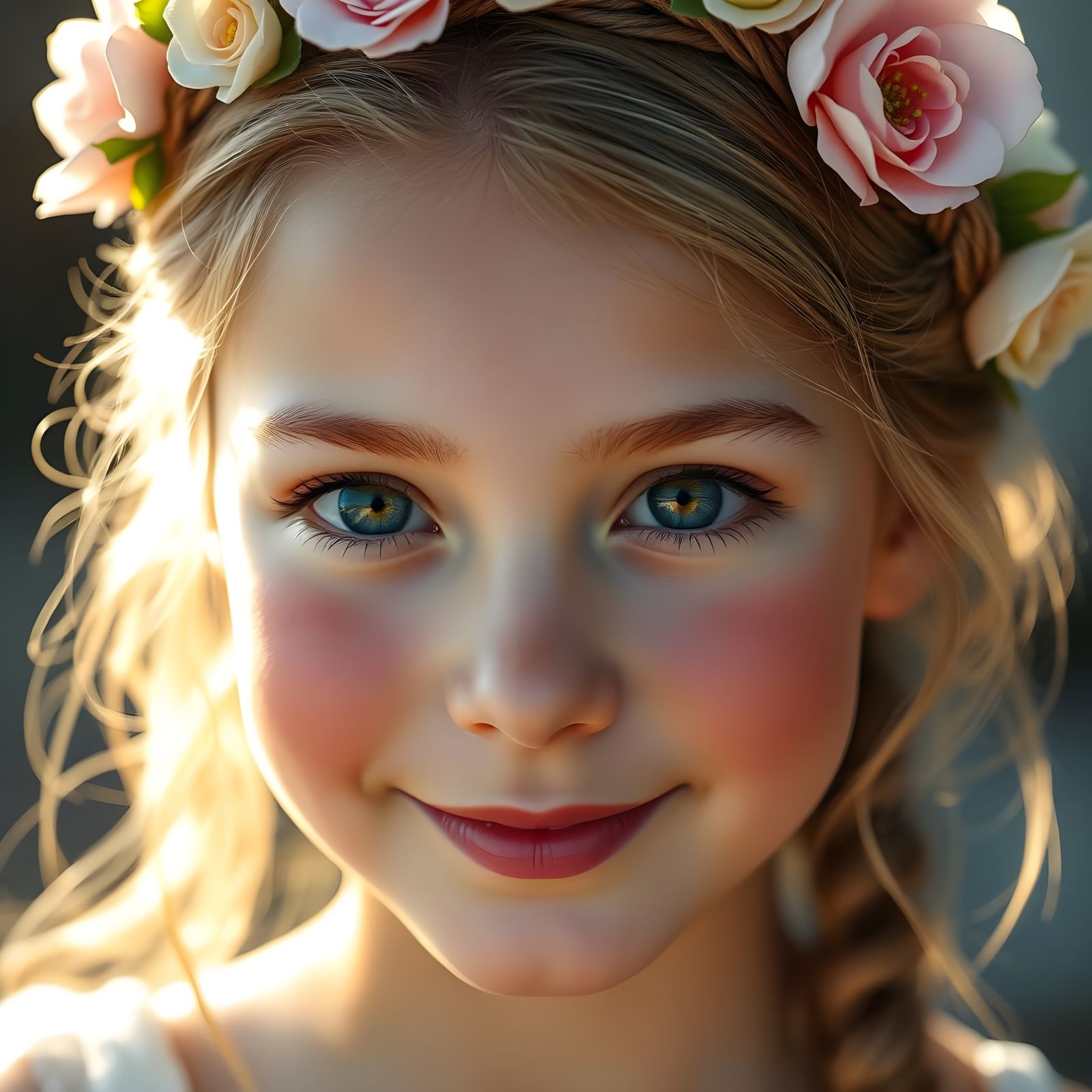 Portrait of a Young Woman in a Floral Crown