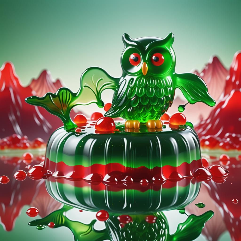 Gummy Owl in teamLab-Inspired 3D Render