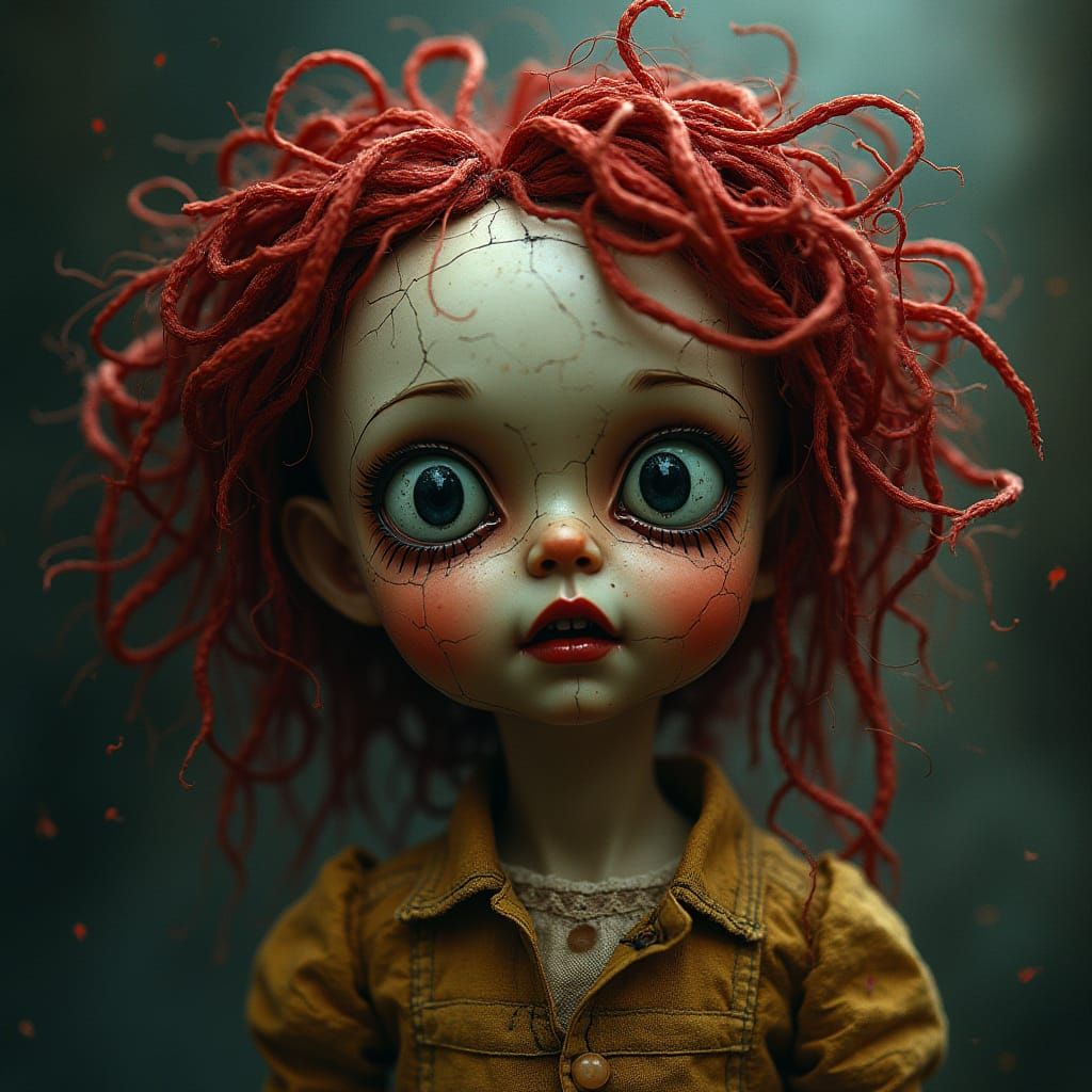 Mysterious, High-Contrast Dolls in a Haunting, Candlelit Sce...