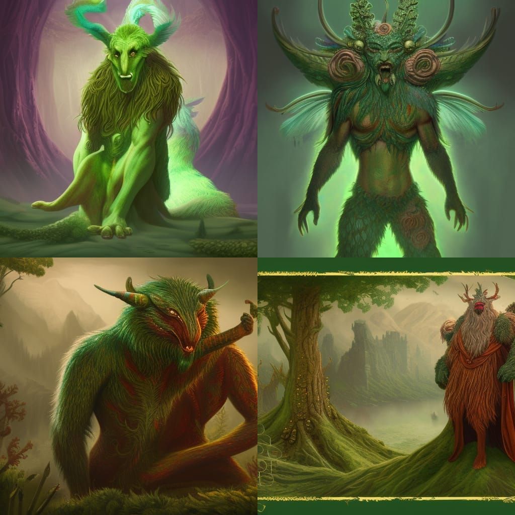 Green Man Illustration: Mythical Creature in British Folklor...