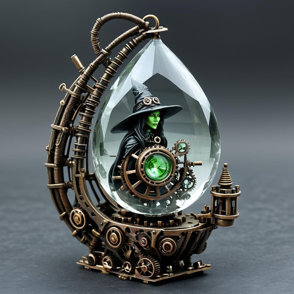 Steampunk Witch in Crystal Teardrop