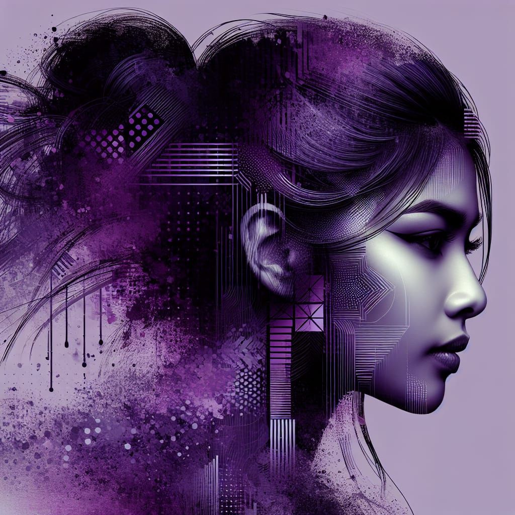 Monochromatic South Asian Woman with Geometric Accents