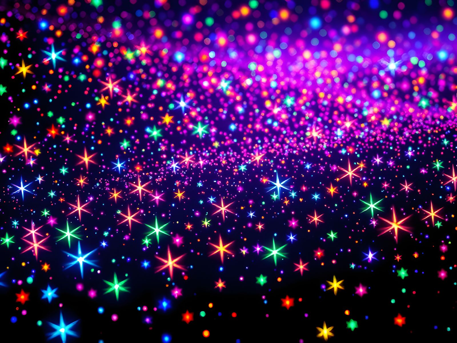 Radiant Light-Stars in Neon Black Light Art
