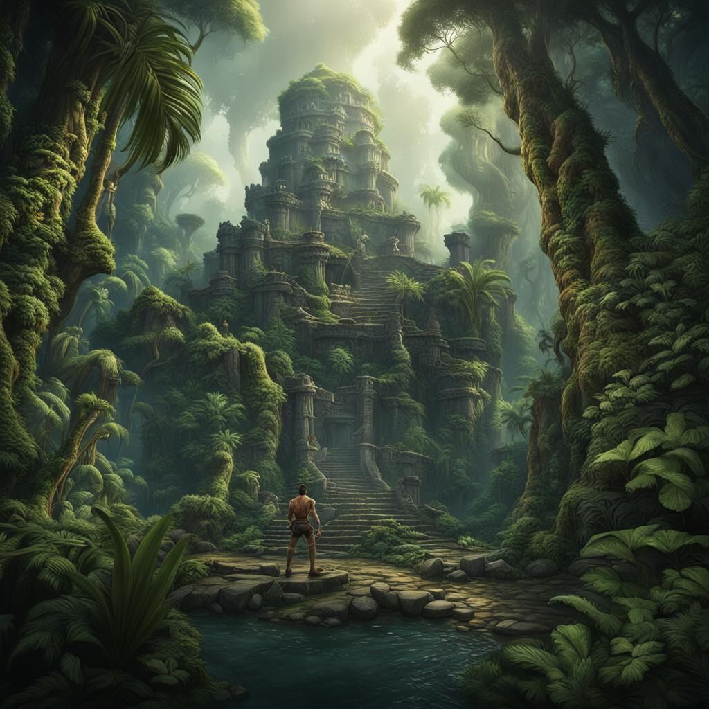 Tarzan in Lost City: Detailed Matte Painting
