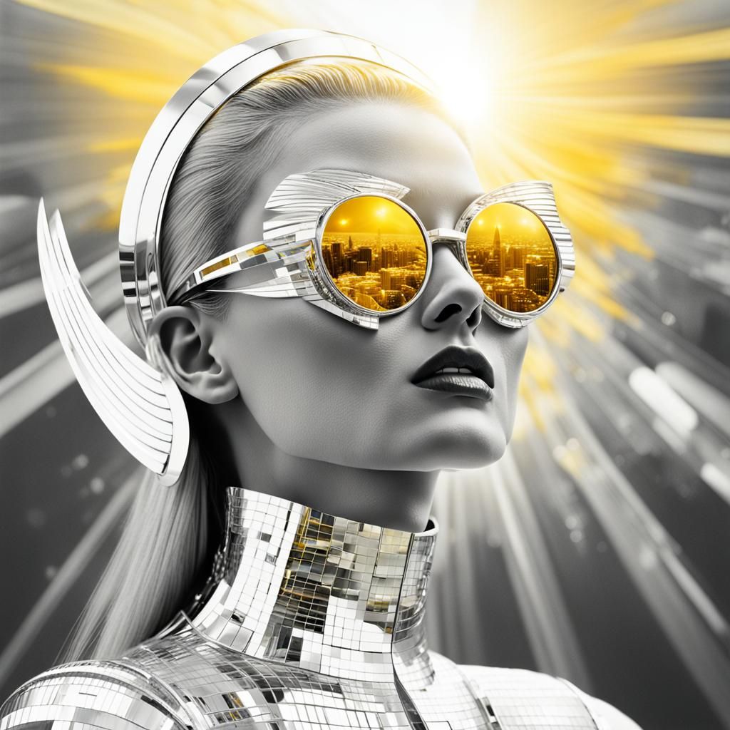 Futuristic Parallel Universe at Sunrise: Bioanthropomorphopu...