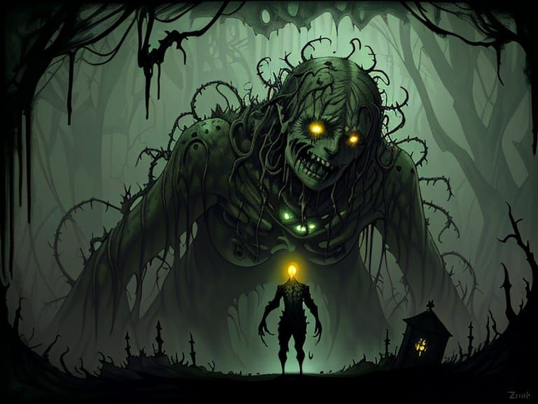 Gothic Swamp Horror: Man-Thing in Ancient Crypt