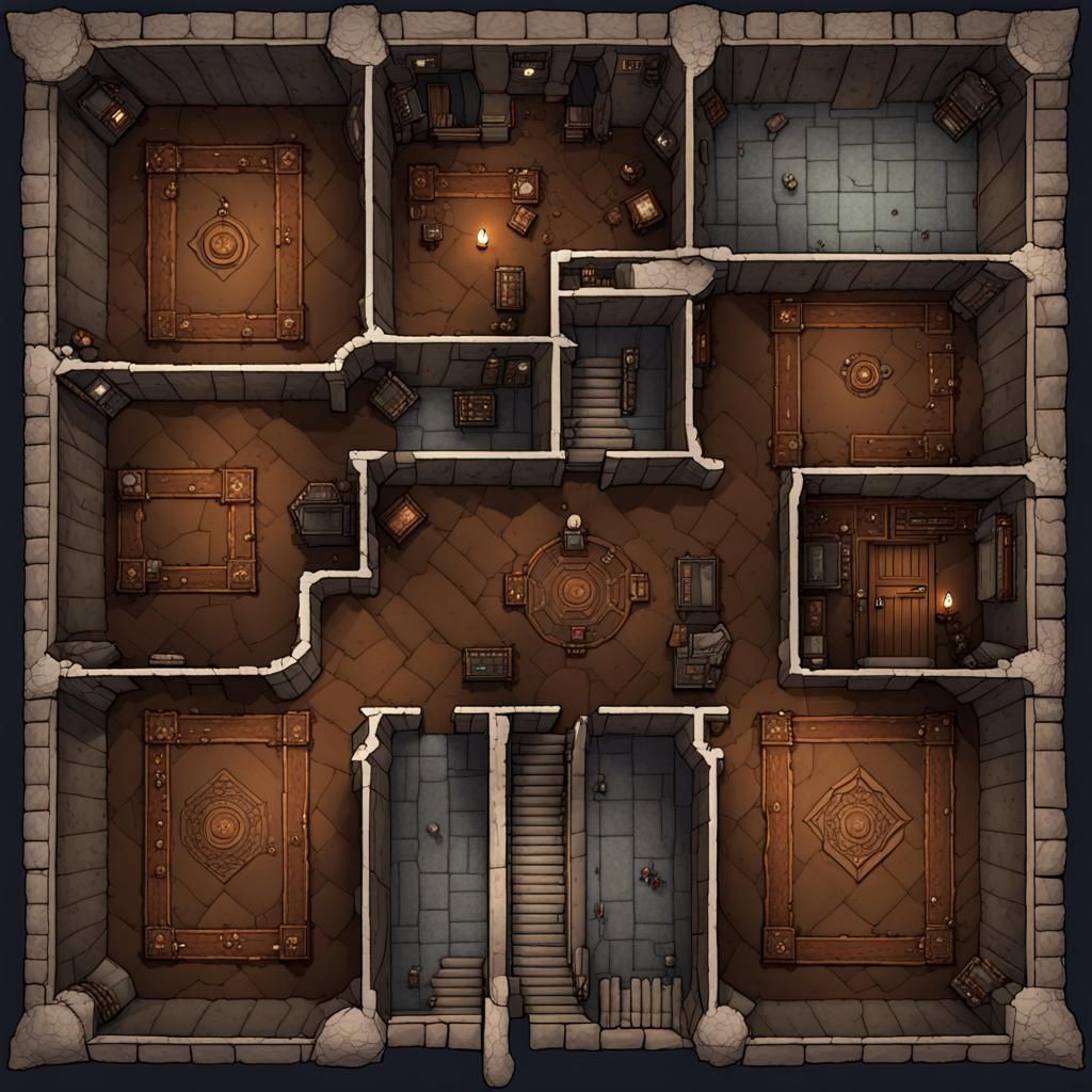 Aerial View of a Bronze Temple Map