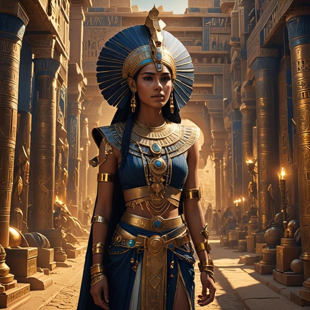 Young Pharaoh of Ancient Egypt: Detailed Matte Painting