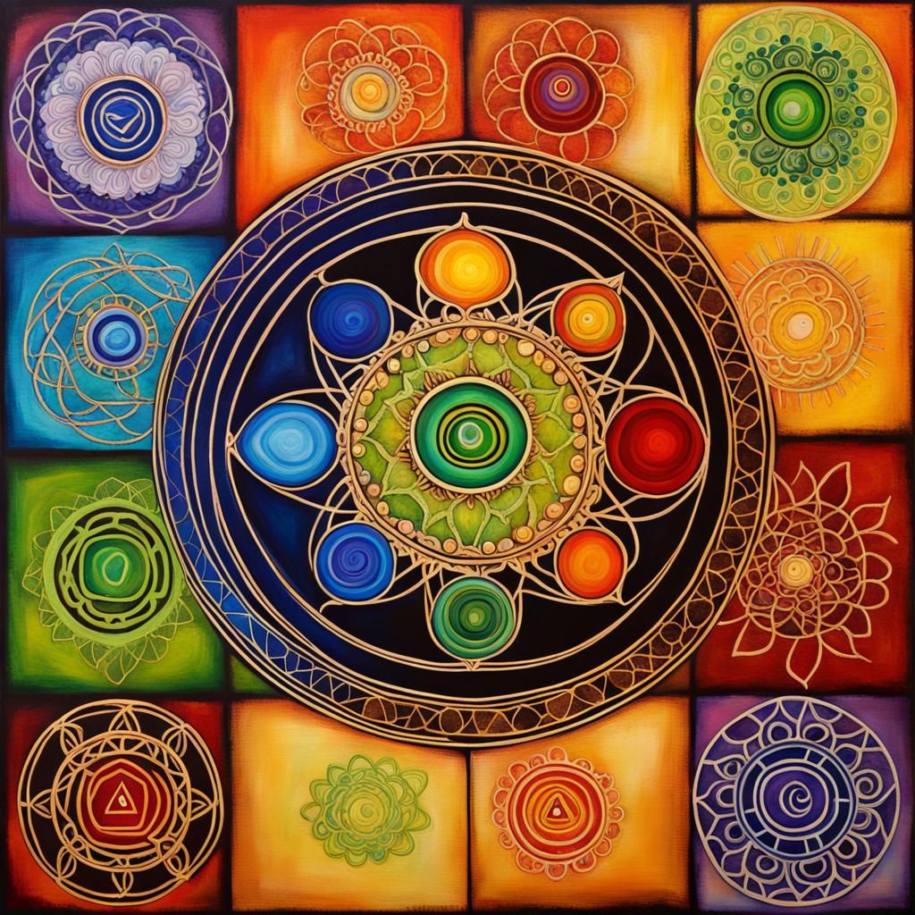 Abstract Chakra Art in Complementary Colors