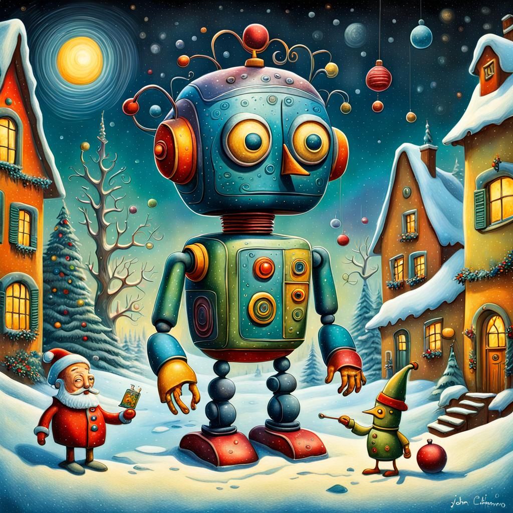 Whimsical Robot Toy Hybrid in Bright Pop Surrealism