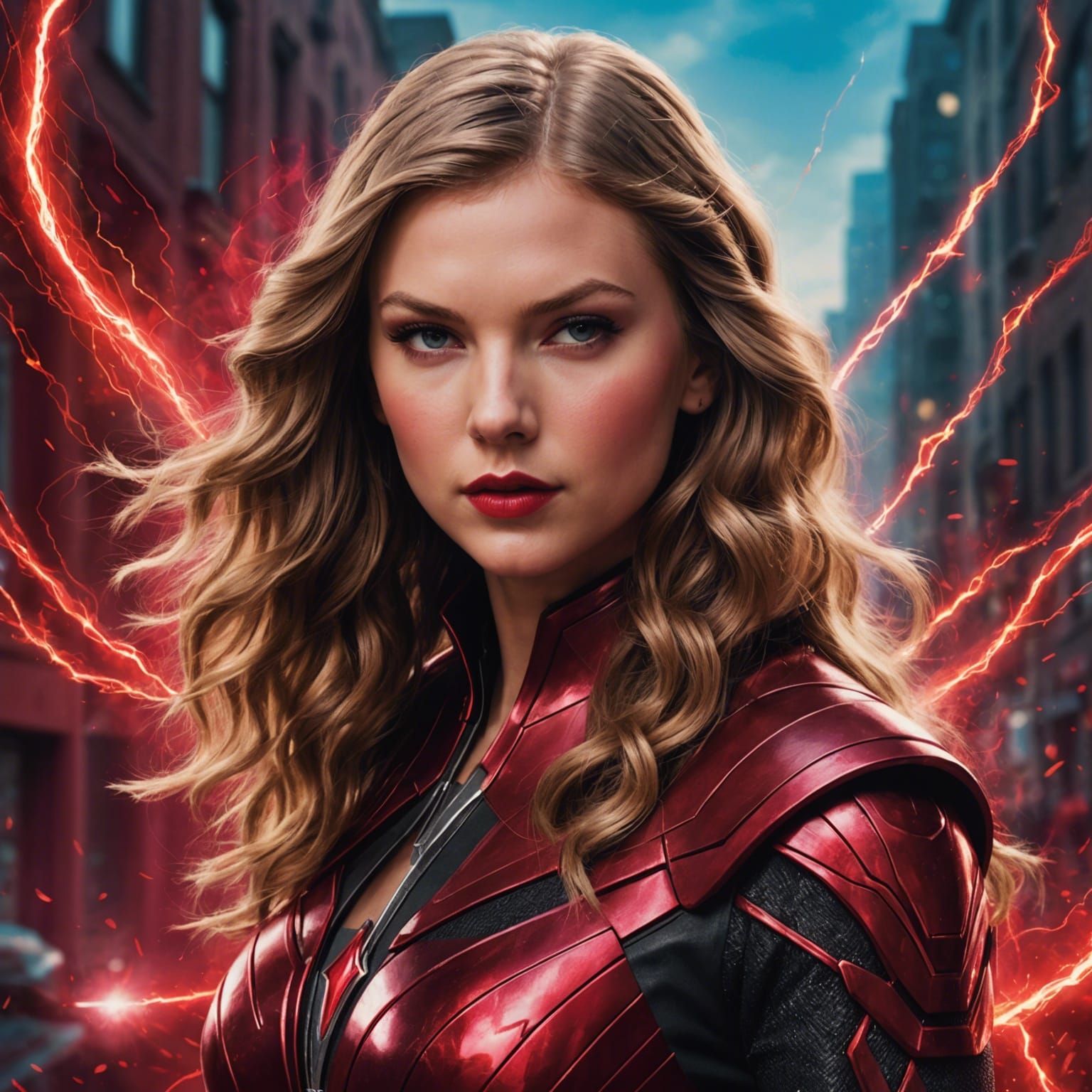 Scarlet Witch Cosplay: Hyperrealistic Digital Art