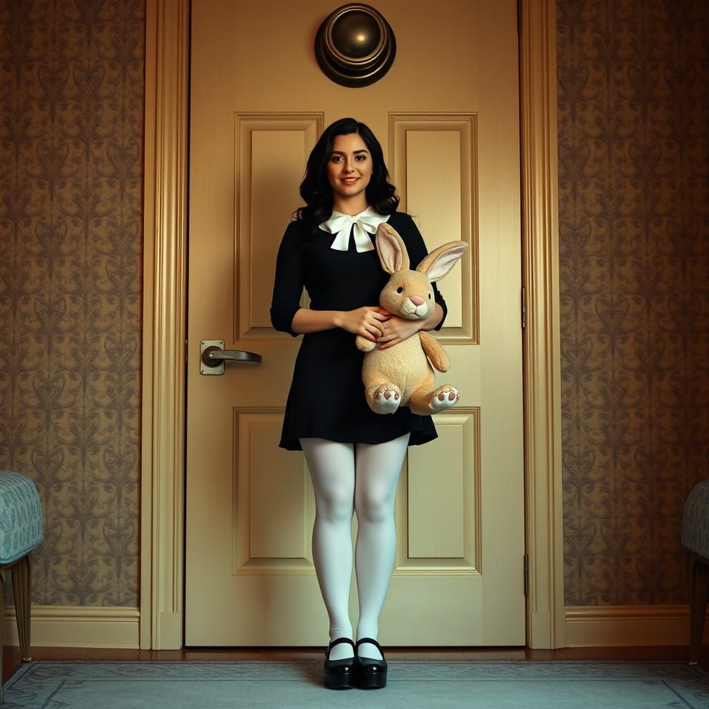 Confident Curvy Woman in Cinematic Film Still Style