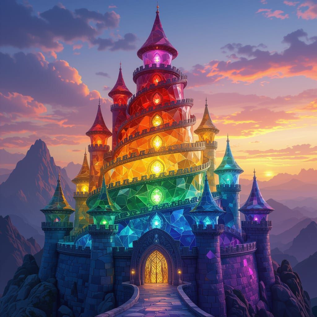 Gemstone Chakra Castle at Colorful Dawn