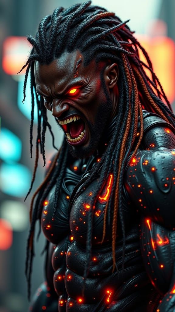 Muscular African American Superhero in Extreme Rage