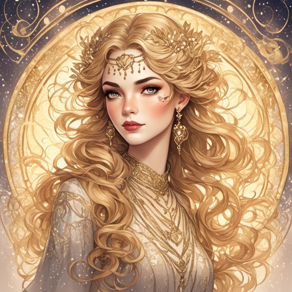 Enchanting Woman Portrait in Art Nouveau Style