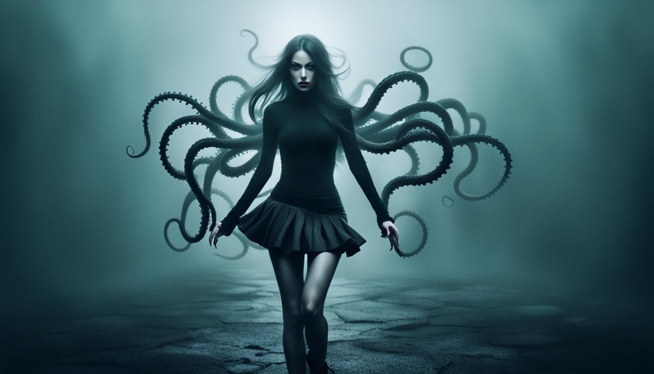 Ethereal Woman in Mist with Tentacles
