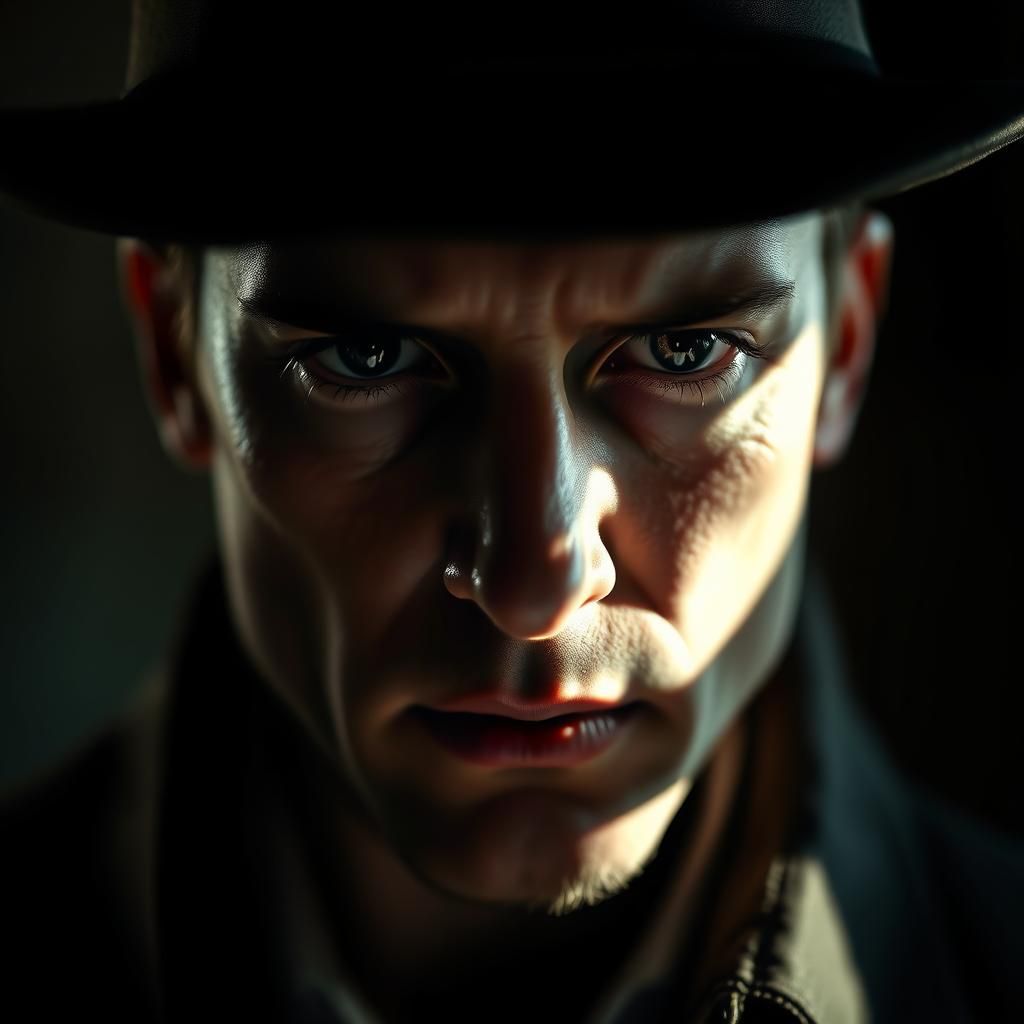 Introspective Detective Portrait with Soft Ambient Lighting