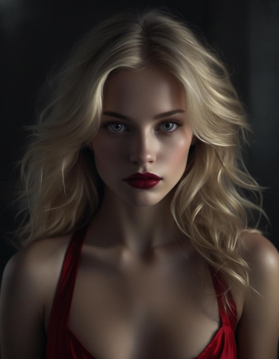 Beautiful swedish woman between shadow and light