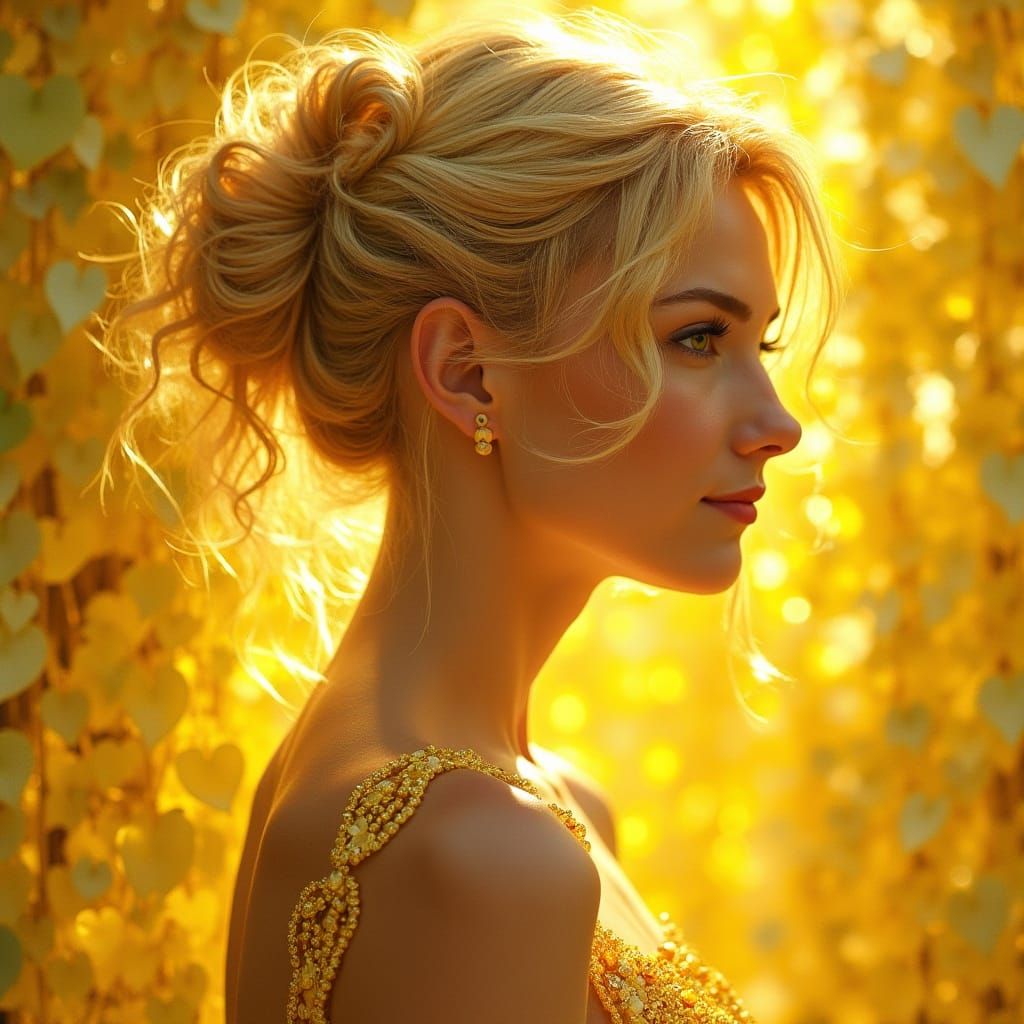 Lemon Adorned Woman in Art Nouveau Style