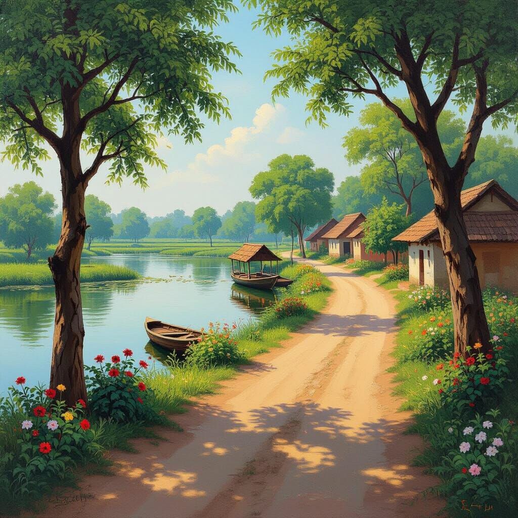 Bangladesh Village Life: Road to Pond Ghat